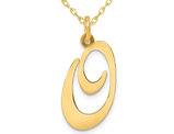 10K Yellow Gold Fancy Script Initial -O- Pendant Necklace Charm with Chain
